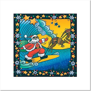 Surfing Santa Posters and Art